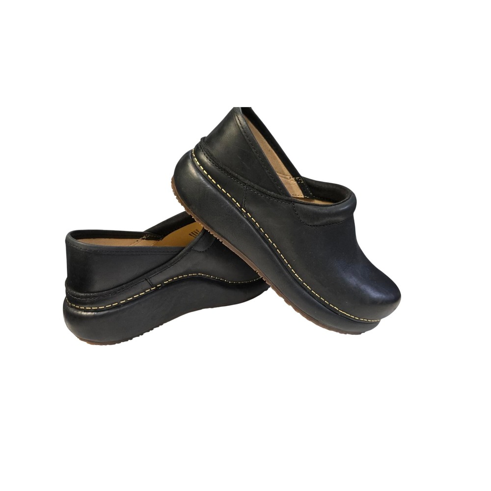Dansko Professional Black Leather Clogs Womens Size 36 Comfort Slip On Shoes